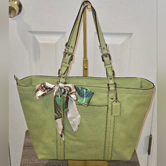 Coach Light Green Leather Tote Bag - Picture 1 of 16